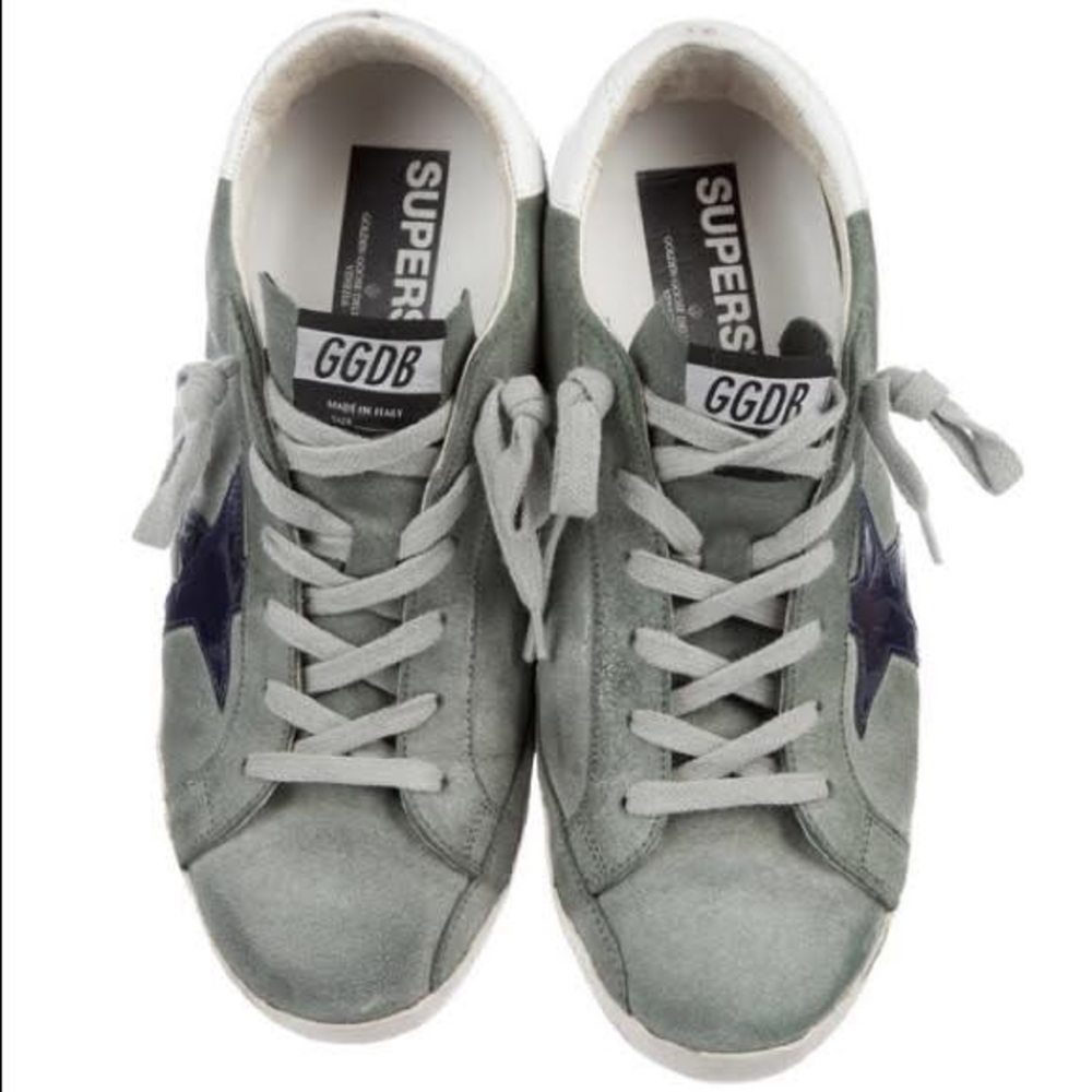 GOLDEN GOOSE DELUXE BRAND SEAFOAM SUEDE SUPERSTARS